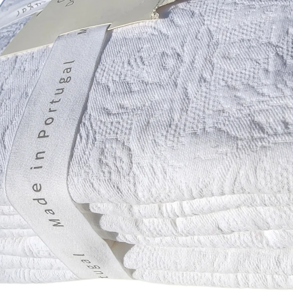 Queen Portugal Docofil Shabby Chic White Cotton Textured Quilt Coverlet